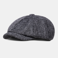 Mannen Effen Kleur Korte Rand Twill Achthoekige Hoed Britse Retro Outdoor Zonnescherm Winddicht Schilder Cap Krantenverk