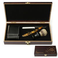 Mannen Scheermes Luckyfine Haar Snijder Scheren Kit Professionele Kapper Scheermes Scheerkwast Traditionele Veiligheid S