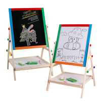 Massief houten dubbelzijdige magnetische tekentafel Klein schrijven Schoolbordbeugel Tekentablet Gekleurd tekentafel voo