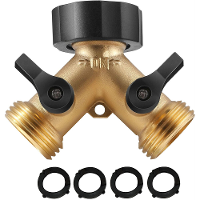 Massief Messing 2 weg Y klep Tuinslangconnector Splitter Adapter 3x3x2 inch met gematigde grip en rubberen afwerking   K