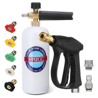 MATCC 1L Fles Schuimlans Car Washer Tool met 5PCS Hogedrukreiniger Sproeikoppen