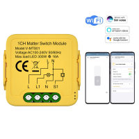 Matter WiFi Smart Switch Module Relay 1 Gang 16A Compatible Homekit Support Voice Control with Alexa Google Assistant
