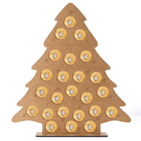 MDF Houten Kerst adventskalender Kerstboomversiering Past op 24 ronde chocolaatjes snoeprek