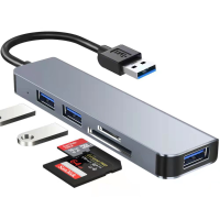 Mechzone 5 IN 1 USB 3.0 Hub Splitter Adapter Docking Station met USB 3.0 USB 2.0 SD/TF Kaartlezer Slot voor PC Computer
