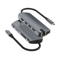 Mechzone 8 in 1 Type C Docking Station USB C Hub Splitter Adapter met USB3.0 USB C PD 100W 4K HDMI RJ45 1000Mbps LAN Eth