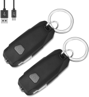 MECO 2 Pack Mini Led lampen, draagbare USB oplaadbare ultra heldere sleutelhanger zaklamp met 2 niveaus helderheid sleut