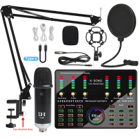 Microfoon Geluidsopname Microfoon Kit Met DJ10 Geluidskaart Voor Radio Braodcasting Zingen Opname KTV Karaoke Mic Kit