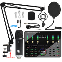 Microfoon Geluidsopname Microfoon Kit Met DJ10 Geluidskaart Voor Radio Uitzending Zingen Opnemen KTV Karaoke Microfoon K