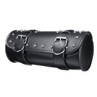Motorfiets PU Leren Zwarte Gereedschapstas Voorkant Vork Stuurtas Zadeltassen Roll Barrel Stijl