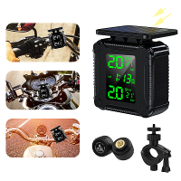 Motorfiets Zonne oplaadband Temperatuur Alarm Sensor Bandenspanningscontrolesysteem Kleurrijk Display Draadloze TPMS