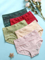 Multi Color Women Lace Cotton Comfy Ademende Antibacteriële Mid Waist Panties