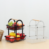 Multifunctioneel 2 laags ijzeren fruitrek Draagbare draagbare fruitmand Afneembare stevige fruitstandaard