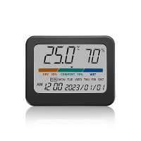 Multifunctionele binnen thermometer met vochtigheidsmeter Nauwkeurige metingen Comfort indicator Tijd Datum en Weekweerg