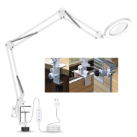 NEWACALOX 5X Lassen Vergrootglas LED Tafel Bureaulamp Drie Sectie Vouwen Handvat Vergrootglas voor Nail Reparatie Verlic