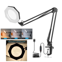NEWACALOX USB 5X Opvouwbare Vergrootglas Tafelklem Soldeer Derde Handgereedschap 3 Kleuren LED Verlichte Lamp Vergrootgl