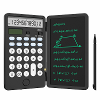 NEWYES Zwart Oplaadbare 12 Cijfers Wetenschappelijke Rekenmachine met 6.5 Inch LCD Schrijftablet en Zonne energie Wetens