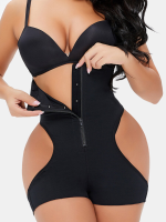 Plus Size Dames Uitsparing Ademende Zip Front Hip Lift Hoge Taille Strappy Bodysuits Shapewear