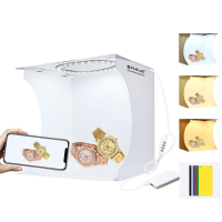 PULUZ 3 kleuren draagbare studio set temperatuur LED ringlicht hoogtepunt kleine foto verlichting studio schieten tent b