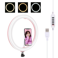 PULUZ PU457F 11,8 inch USB 3 standen Dimbaar Dubbele kleurtemperatuur USB LED Gebogen diffuus lichtring Vloggen Selfie L