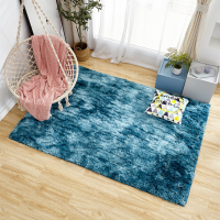 PV Fluwelen Blauw Groen Bont Tie dye Tapijt Lang Haar Gradiënt Vloermat Milieuvriendelijk Wasbaar Anti slip Nachtkastje