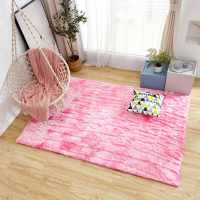 PV Fluwelen Roze Bonte Tie dye Tapijt Lang Haar Gradiënt Vloermat Milieuvriendelijk Wasbaar Anti slip Nachtkastje Tapijt