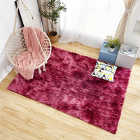 PV Fluwelen Wijnrood Bonte Tie dye Tapijt Lang Haar Gradiënt Vloermat Milieuvriendelijk Wasbaar Anti slip Nachtkastje Ta