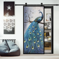 PVC Woonkamer Deur Stickers Behang Poster Pauw Waterdicht Woondecoratie