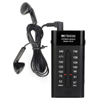 Retekes TR107 Draagbare Raidio Mini Zakradio FM AM Pointer Tuning Stereo Ondersteuning BBS Mega Bass Met Oortelefoon Voo