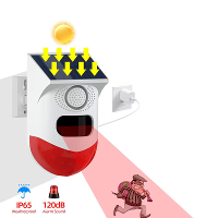 RF433 Solar aangedreven infrarood alarm IP65 waterdicht 120 dB hoog geluid PIR menselijke detectie nachtzicht buiten ala