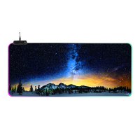 RGB gloeiende muismat Mountain Starry Sky Patroon 14 verlichtingsmodi Soft Rubber antislip groot gaming toetsenbord Pad