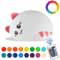 RGB USB Oplaadbare LED Kid Kinderen Kat Nachtlampje Lamp Kinderkamer Babykamer