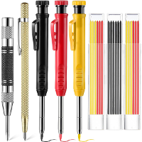 Set van 8 timmermanspotloden met diepe gat marker, ingebouwde scherper en carbide scribe marking tool voor houtbewerking
