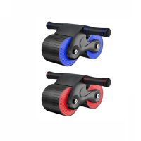 Silent Abdominal Muscle Trainer Automatic Rebound Anti Slip AB Wheel for Arm Waist Leg Exercise Fitness with Pad Stretch