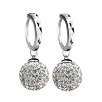 Silver Plated Zirkoon Ball Dangle Drop Hoop Oorbellen Vrouwen Sieraden
