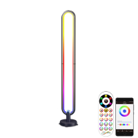 Smart RGB Floor Light Oval Ring Shape Ambient Light Sync With Music For Living Room Bedroom Dance Studio