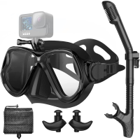 Snorkeluitrusting voor volwassenen 3 in 1 Volwassen snorkelset met camerahouder en oordopjes 100% Dry Top Anti Fog No Le