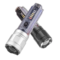 Solar draagbare zaklamp sleutelhanger telescopisch zoomen 30W/XHP50 LED sterk licht 18650 Type C zaklamp multifunctionel