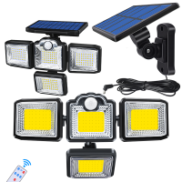 Solar LED Licht Buiten 3 Kop Bewegingssensor 270 Brede Hoek Verlichting Waterdichte Lampen Wandlamp Voor Tuin