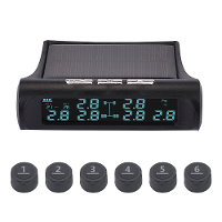 Solar Power draadloos bandenspanningscontrolesysteem voor 6 wielen Externe TPMS bandendetector voor vrachtwagenbus vrach