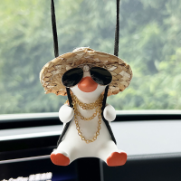 Swing Duck Met Zonnebril Auto Decoratie Achteruitkijkspiegel Swing Duck Opknoping Decoratie