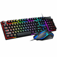 T Wolf TF200 Gaming Combo Kit 104 Toetsen Rainbow Backlit Toetsenbord Verstelbare 1600 DPI Muis