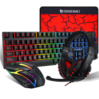 T Wolf TF800 4 in 1 toetsenbord + muis + headset + muismat Set 4 delige gamingkit 104 toetsen UK Layout LED ademhaling A