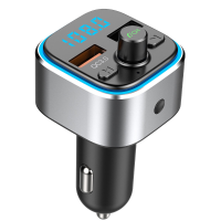 T32 bluetooth V5.0 FM zender QC3.0 USB autolader 6 kleuren Ambient Ring Lights Digitaal display Handsfree bellen Draadlo