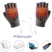 TENGOO 1 paar Verwarmde Handschoenen Wanten Breien Vingerloze Comfortabele Winterhandschoenen voor Binnen of Buiten Man
