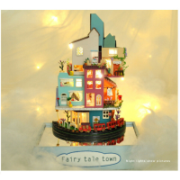 TIANYU TC2 Cloud Town DIY House Cloud House Candy Color Town Art House Creatief geschenk met stofkap