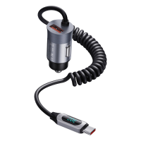 Toocki TQ CC36 65W 1 Poort USB PD Autolader Adapter met Kabel USB A+Type C PD3.0 QC3.0 Snelladen met Blauwe LED voor iPh