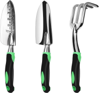 Tuingereedschapset 3 pack aluminium heavy duty tuinset inclusief handtroffel, transplantatietroffel en cultivator, handh