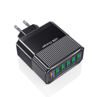 USLION 18W 6 Port USB Charger 5USB A+QC3.0 Ast Charging Wall Charger Adapter EU Plug US Plug for iPhone 15 15 Plus 15Pro