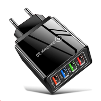 USLION 3.1A 4 USB Ports QC 3.0 Travel Fast Charger EU Wall Adapter For iPhone 14 14 Plus 14 Pro Max for iPad Pro For Sam