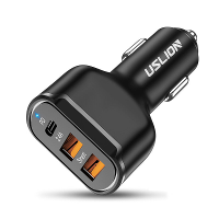 Uslion 30W 3 Port USB PD Autolader Adapter Dual USB A+USB C PD QC3.0 Snelladen voor iPhone 12 13 14 14 Pro voor Huawei M